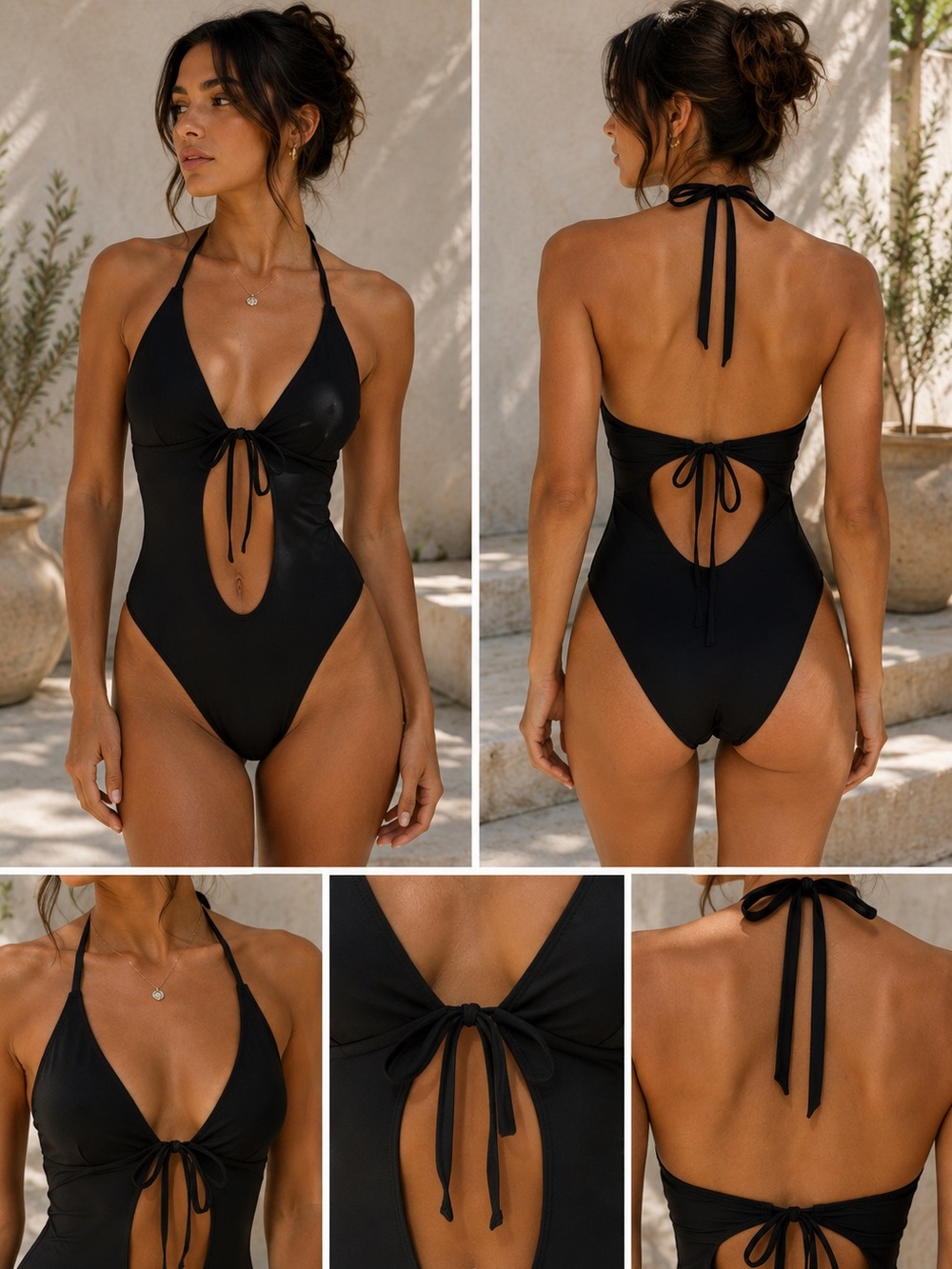 Fashion Nova Black Cutout One-Piece